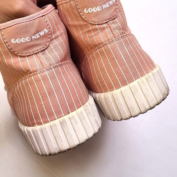 Good News Shoes Hurler Canvas Stripe Hi-tops Unisex Sustainable Sneakers UK 11 - Picture 6 of 8
